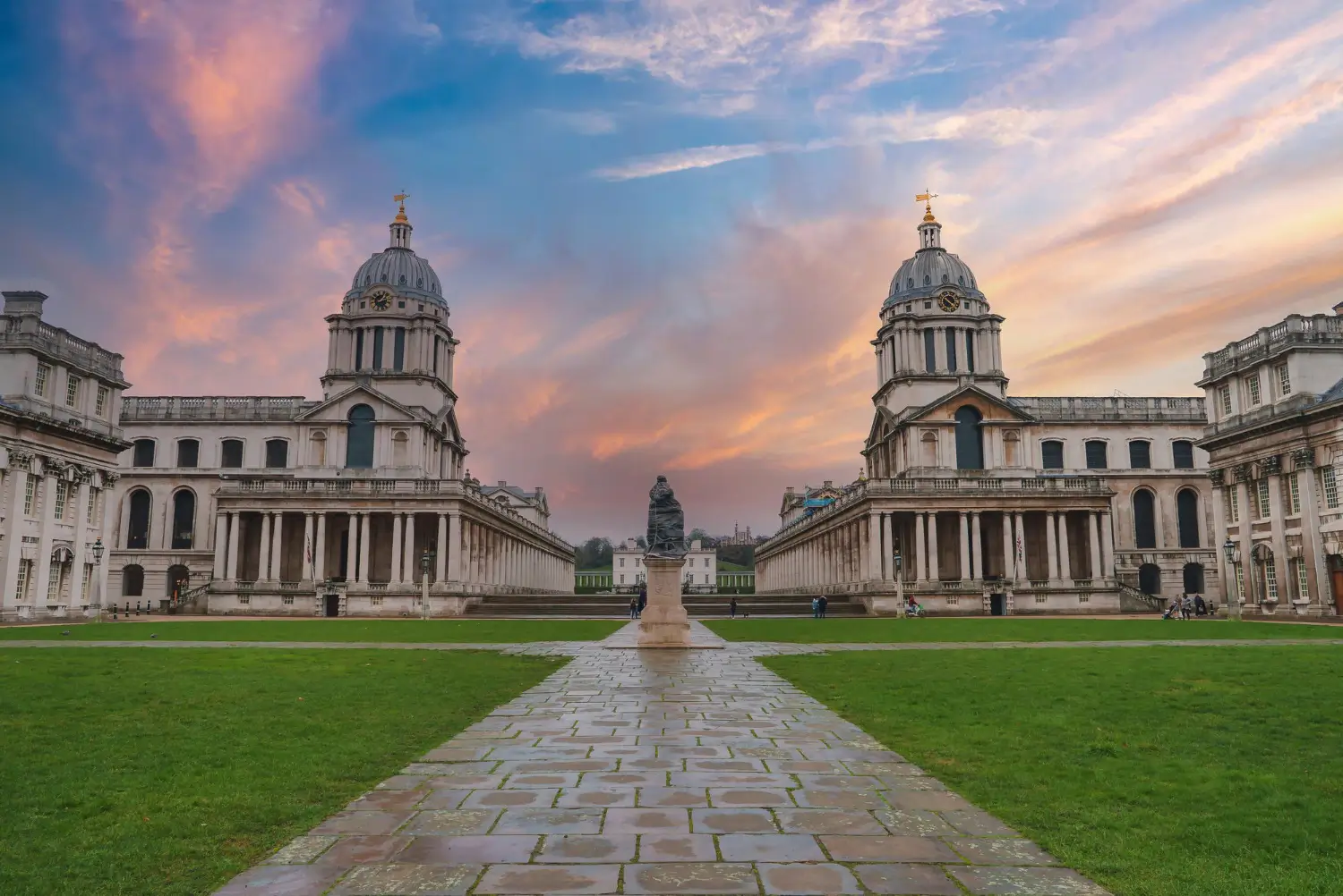 Greenwich Park with Canary Wharf skyline in background